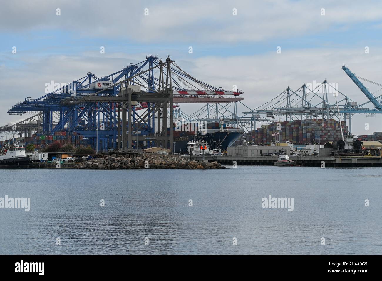 Shipping containers at the Port of Los Angeles on October 23, 2021 in