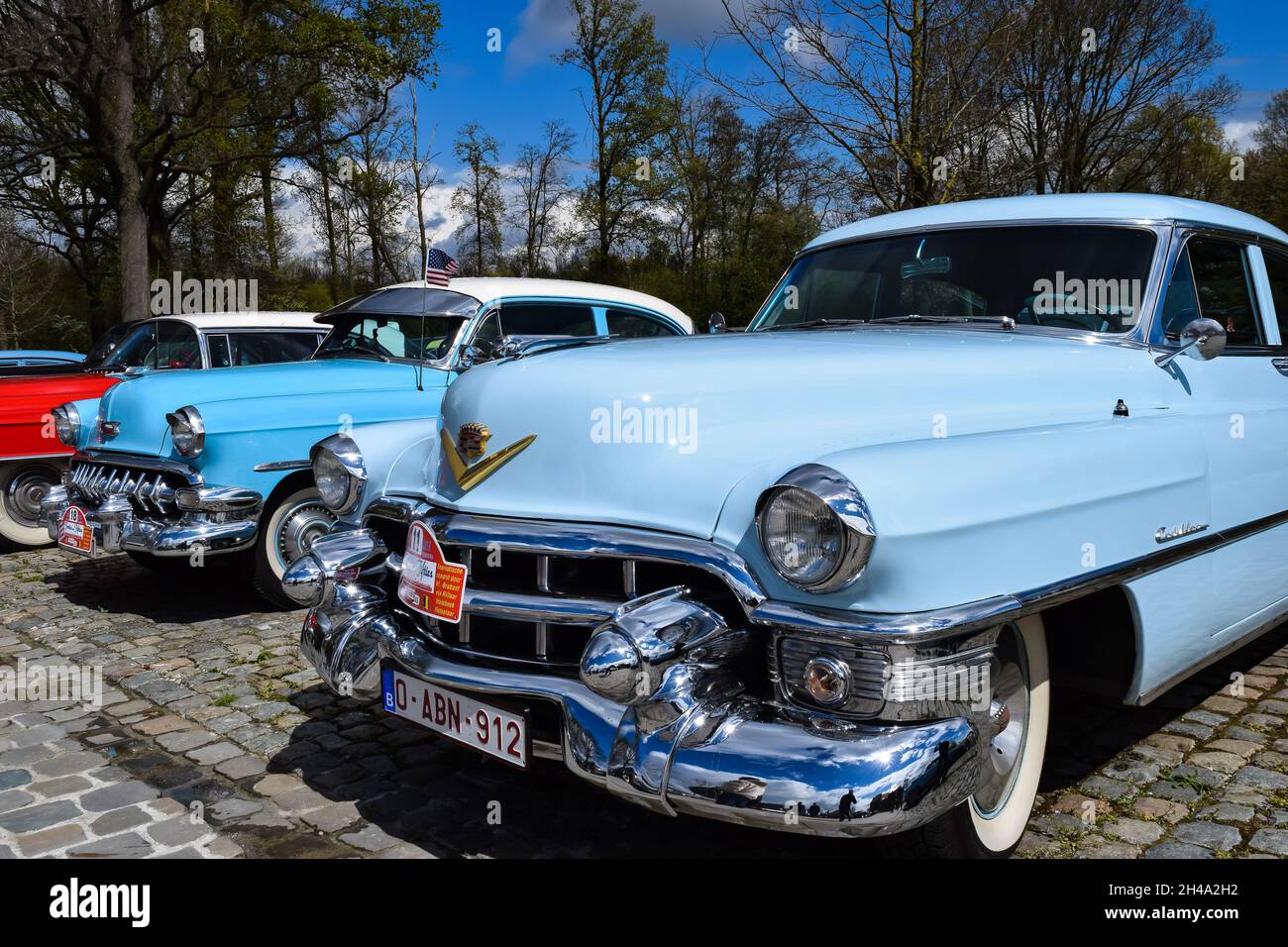 Close up of vintage and polished oldtimer cars Stock Photo