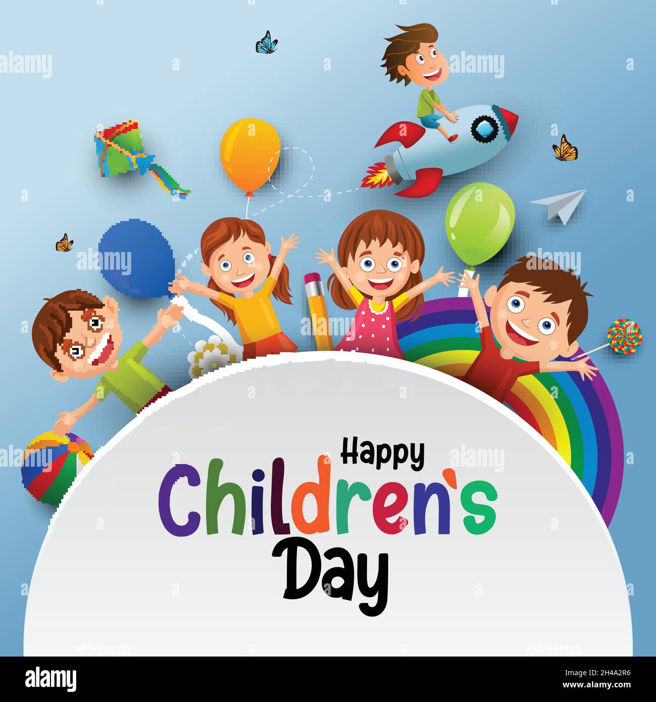 Happy children's day background greetings with happy kids vector  illustration design Stock Vector Image & Art - Alamy