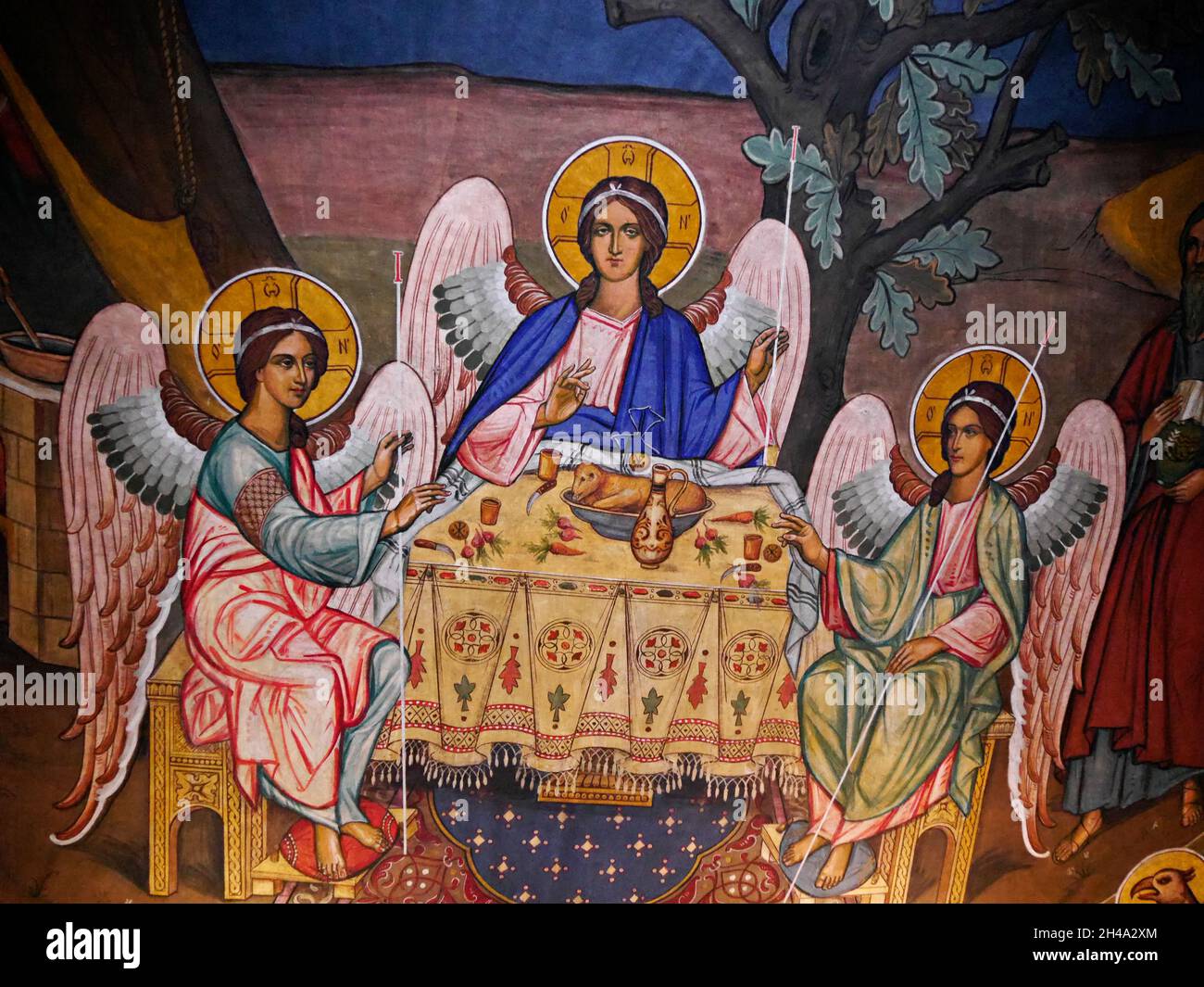 Fresco in the Orthodox cathedral, Sibiu, Romania Stock Photo