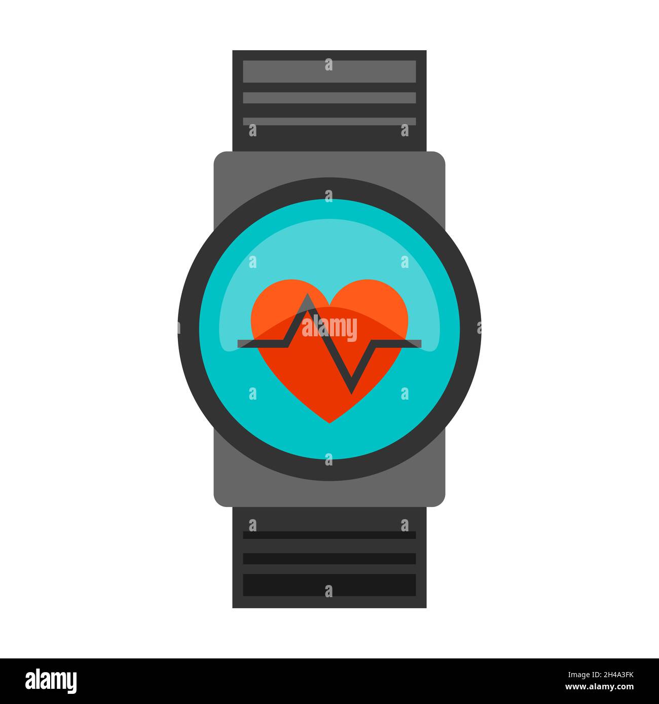 Glowing neon Smart watch showing heart beat rate icon isolated on blue  background. Fitness App concept. Vector Stock Vector