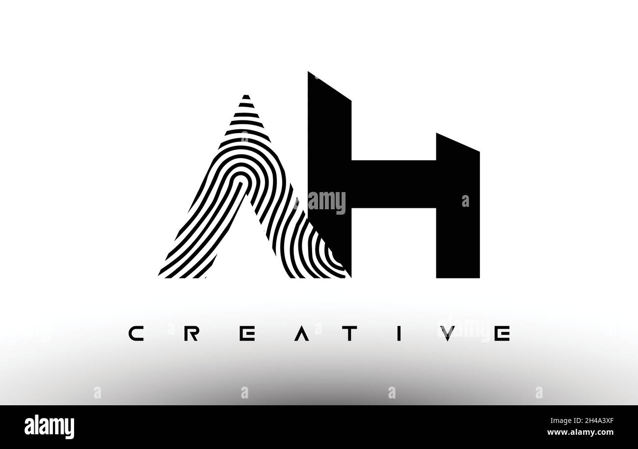 AH Fingerprint Zebra Letter Logo Design. AH Logo with fingerprint ...