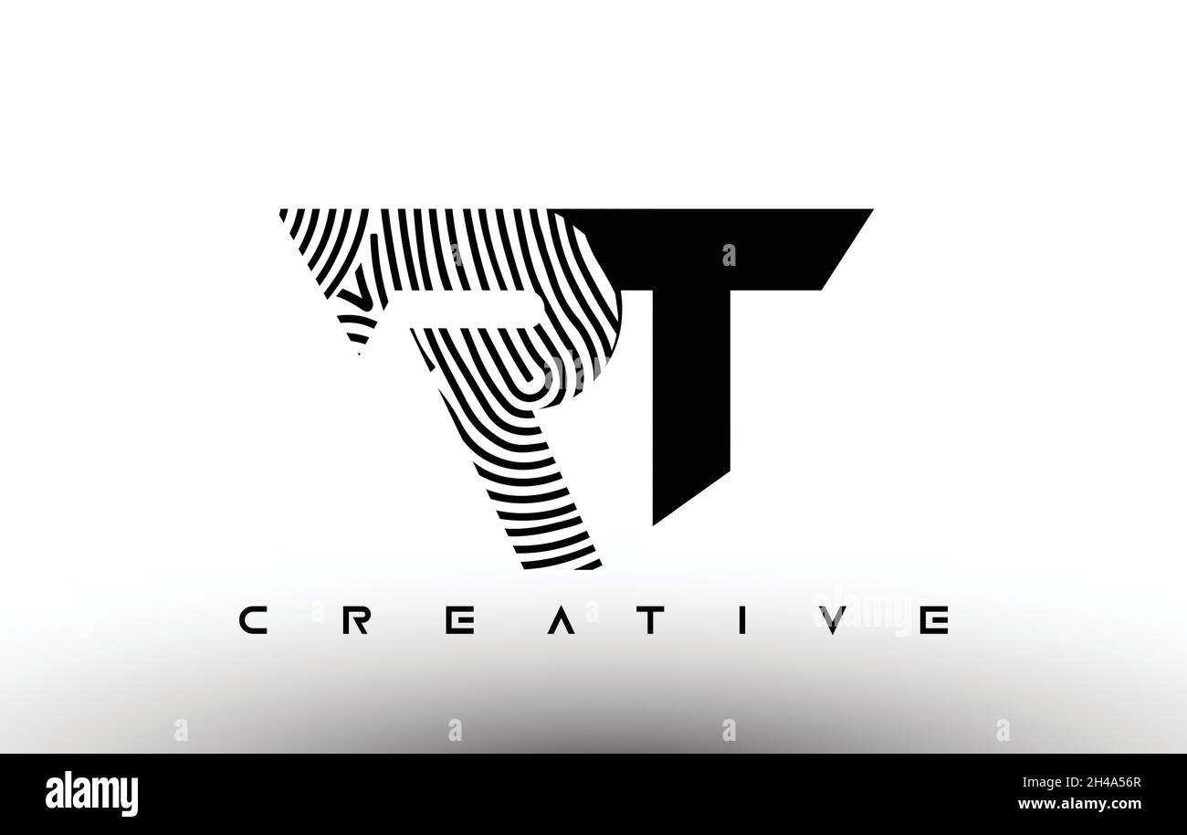 RT Fingerprint Zebra Letter Logo Design. RT Logo with fingerprint ...