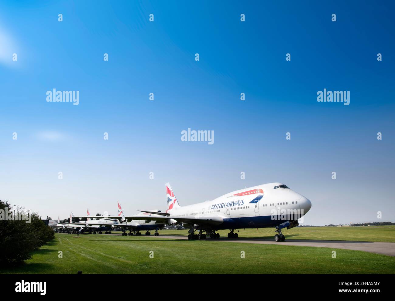 A row of British Airways 747's at Cotswold Airport in Kemble