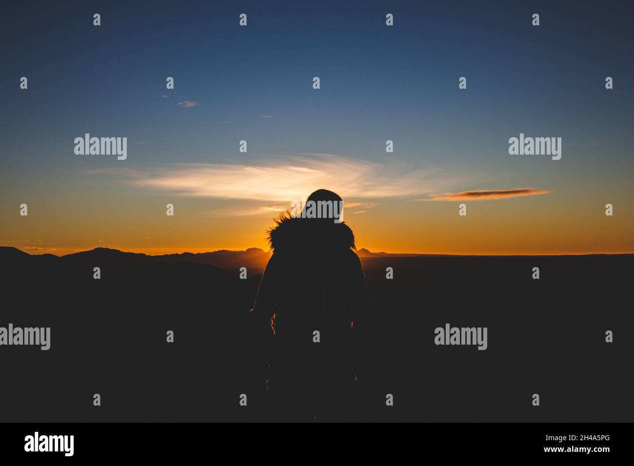 Silhoutte during sunset in Iceland Stock Photo