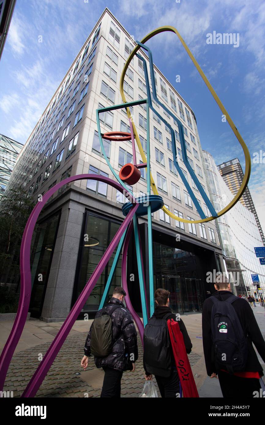 199 London, with sculpture formed of painted steel known as