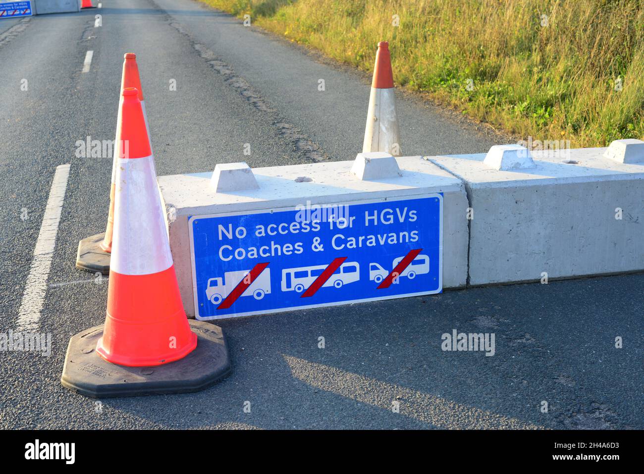 no access for hgv's, coaches and caravans on road ahead york united kingdom Stock Photo