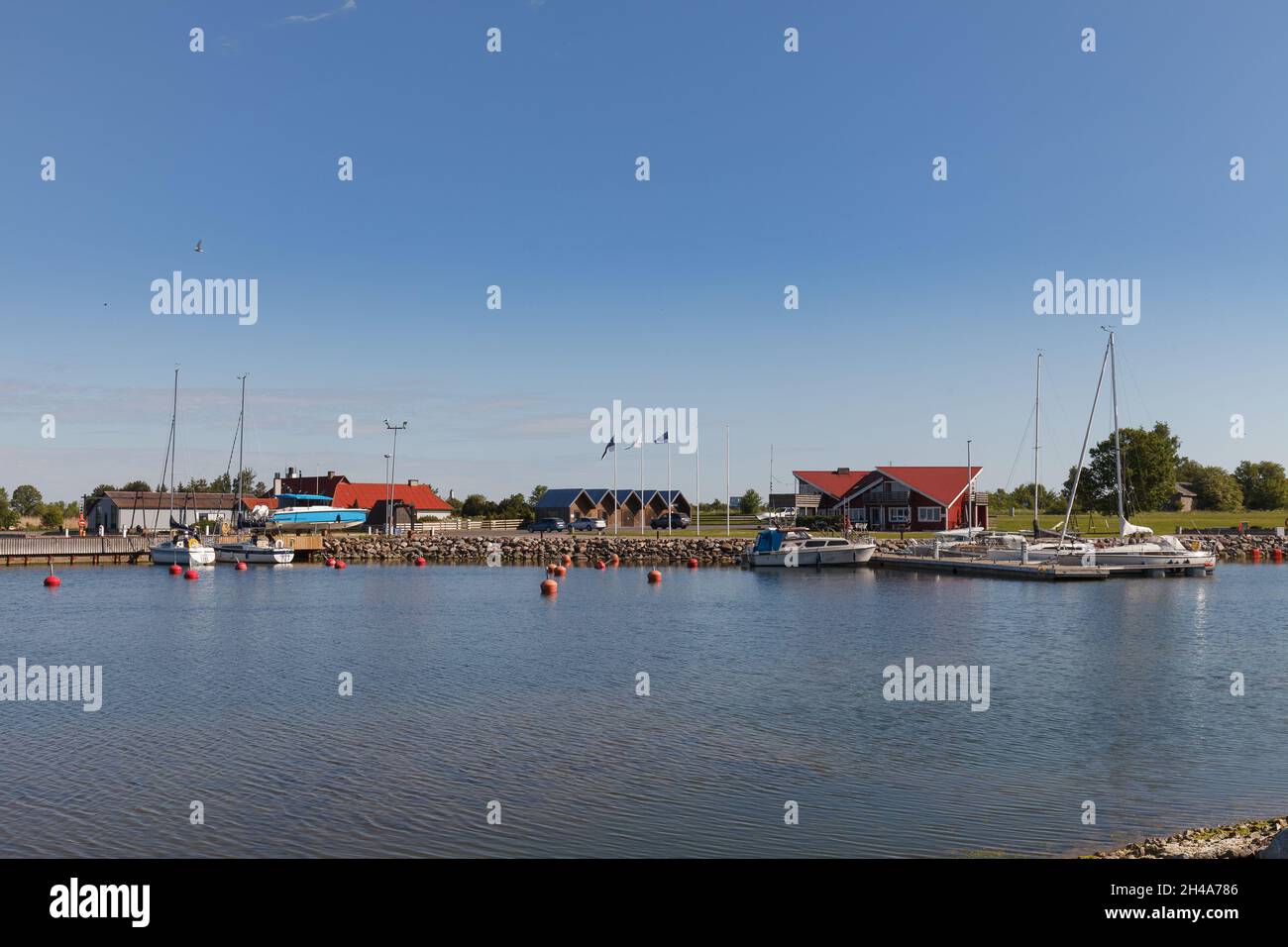Soru, Hiiu, Estonia - JULY 19, 2021: Yachts in small local marina. Stock Photo