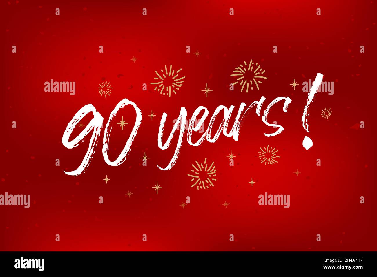 90 years card, banner. 90th anniversary greeting scratched calligraphy ...