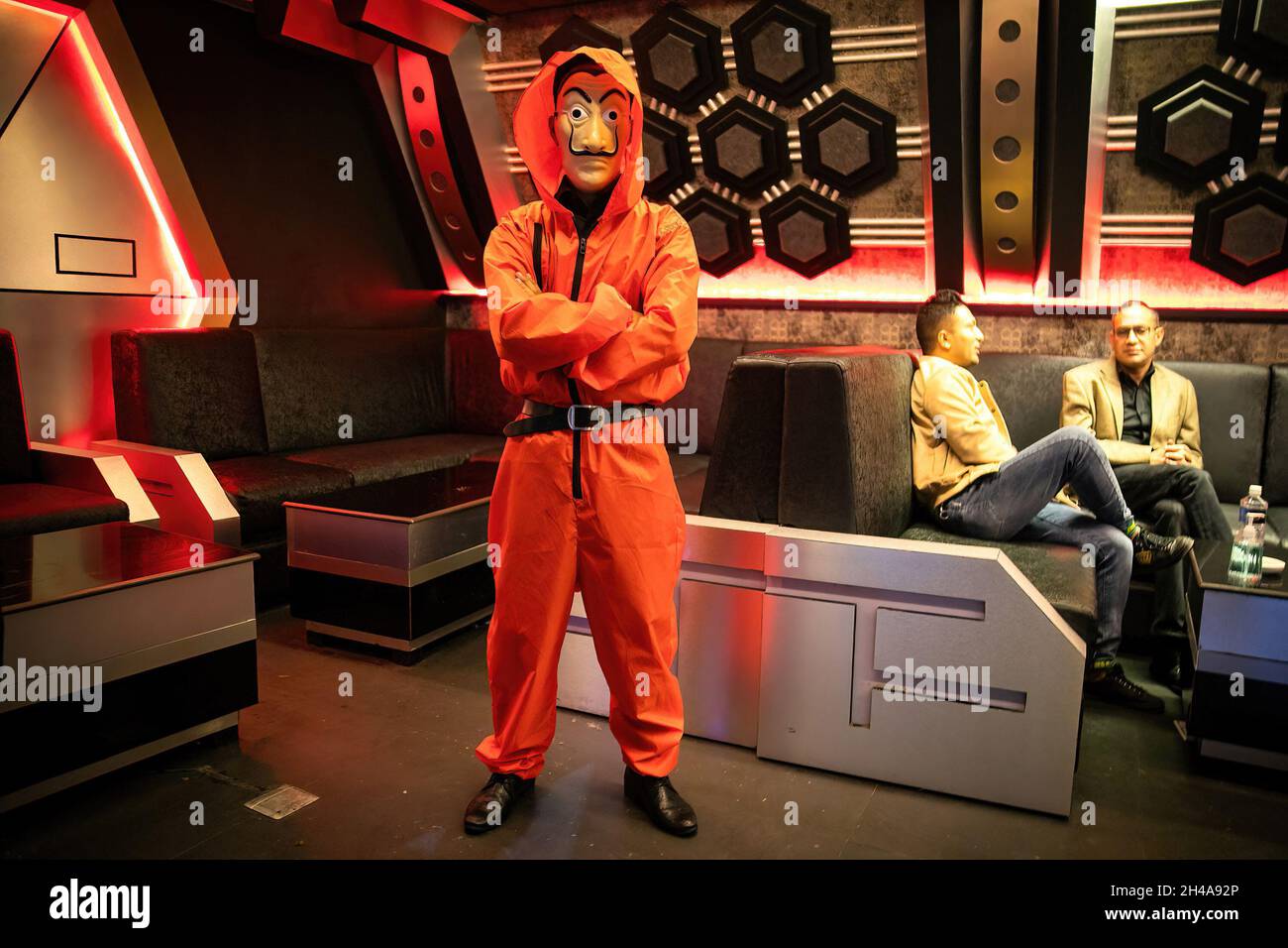 Kathmandu, Nepal. 01st Nov, 2021. A man dressed in a money heist