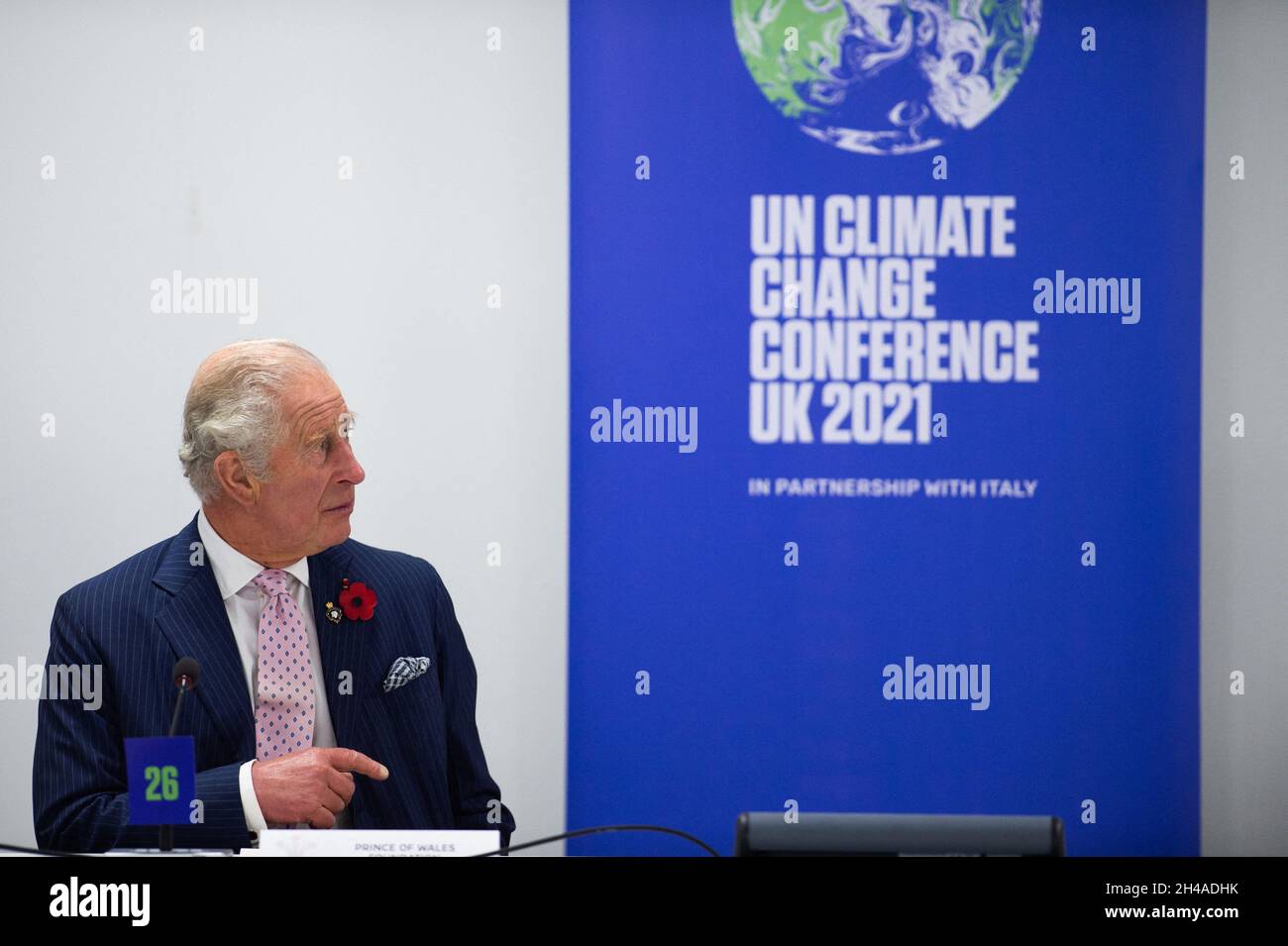 The Prince of Wales, Britain Prince Charles during a Great Green Wall (GGW)  session, on the sidelines of the COP26 UN Climate Change Conference in  Glasgow, Scotland on November 1, 2021. The