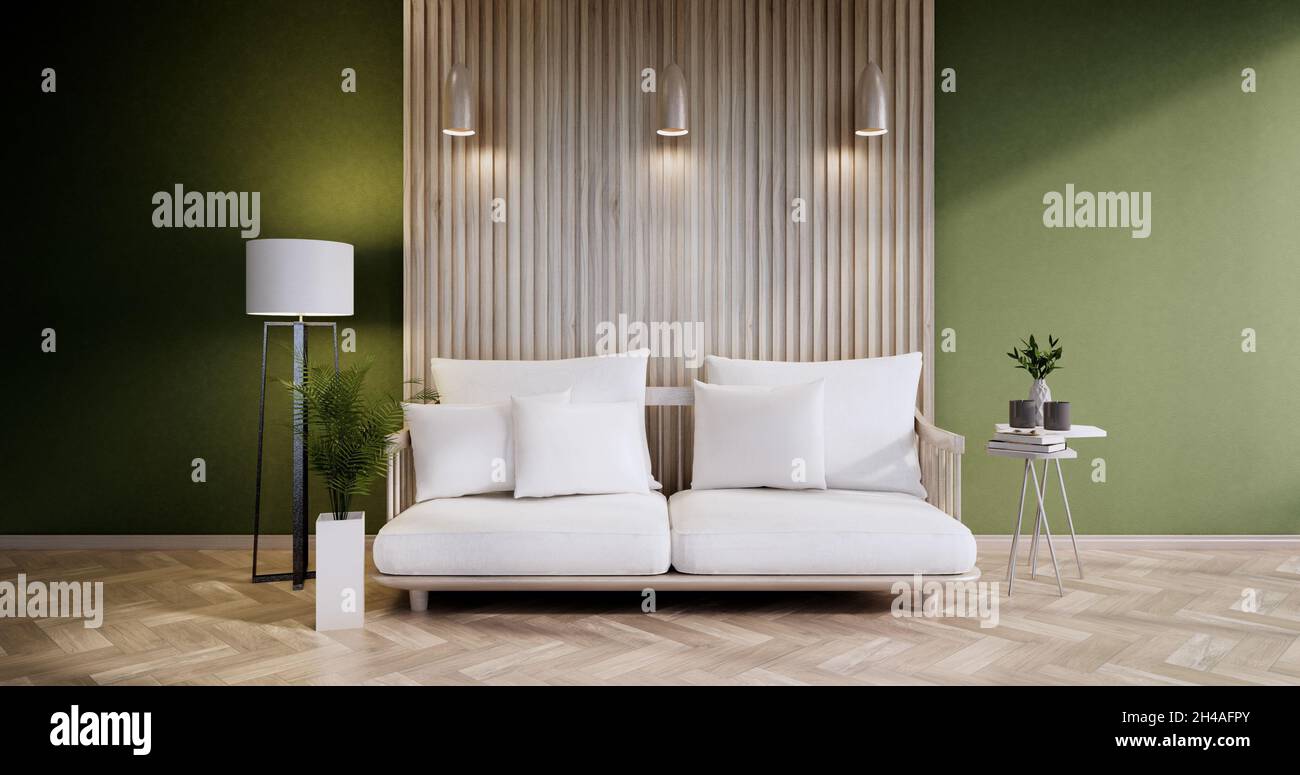 Minimalist interior ,Sofa furniture and plants, Modern green room
