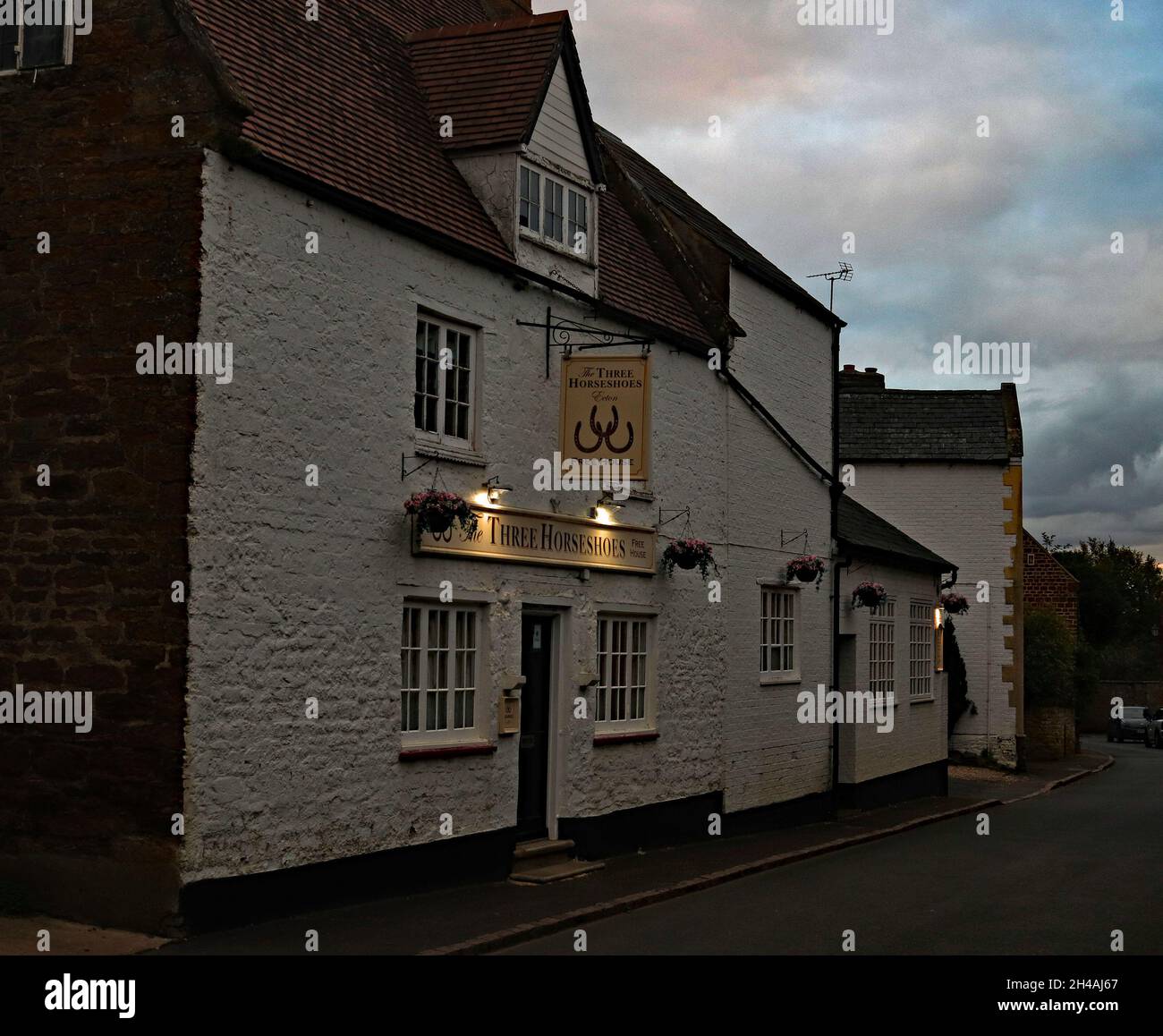 The Three Horseshoes pub, a free house, in the rural village of Ecton