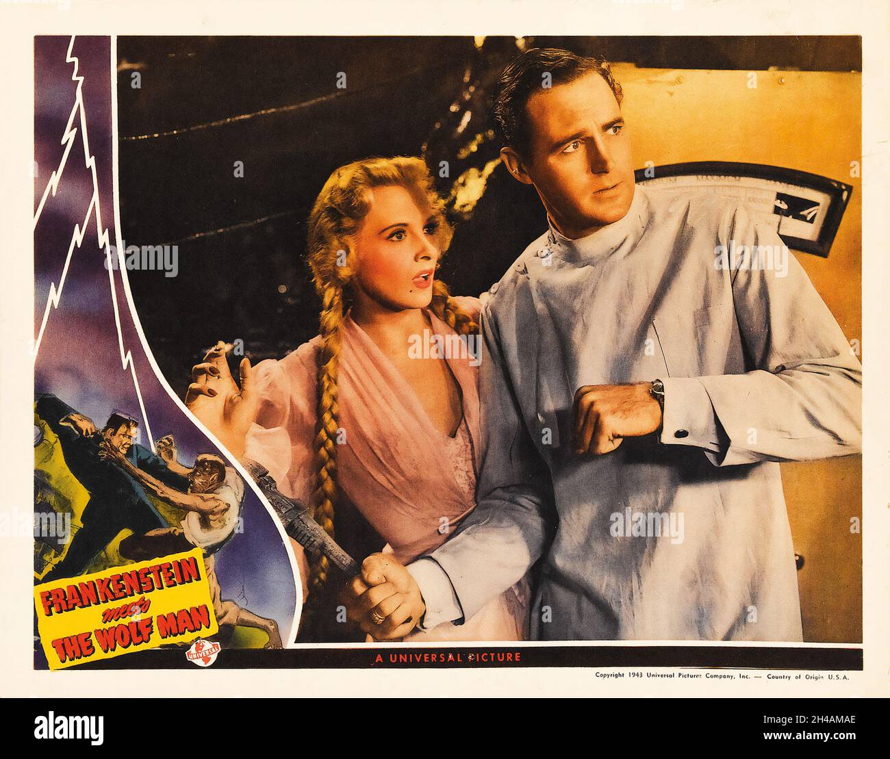 Frankenstein Meets The Wolfman Universal 1943 Lobby Card Stock 