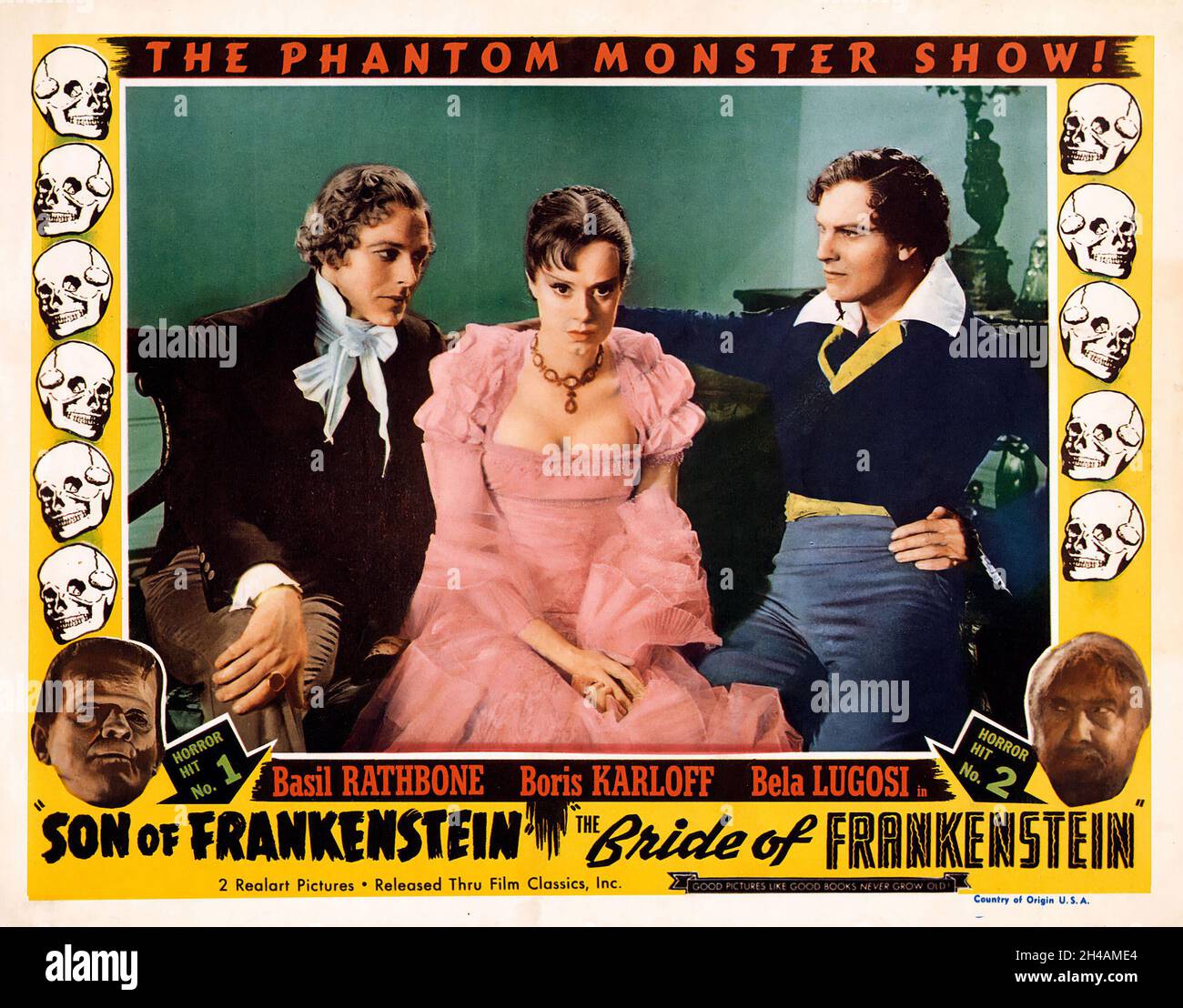 L. to R. - Douglas Walton, Elsa Lanchester & Gavin Gordon in Bride of Frankenstein and Bride of Frankenstein - Lobby card - The Phantom Monster Show! Stock Photo