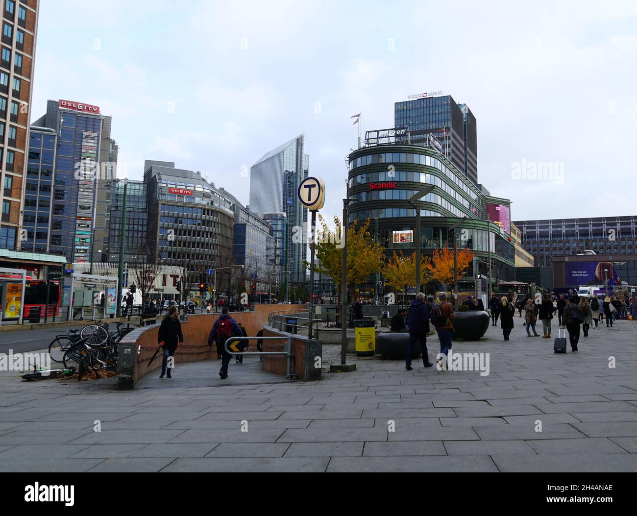 Oslo, Norway, 29th October, 2021. Oslo city center during a cloudy and moody autumn day Stock Photo