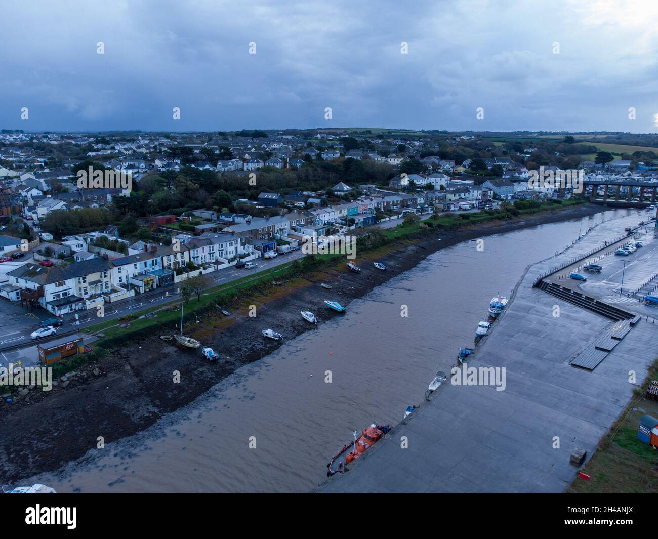 Aerial views of Hayle in Cornwall, Hayle is a port town and civil