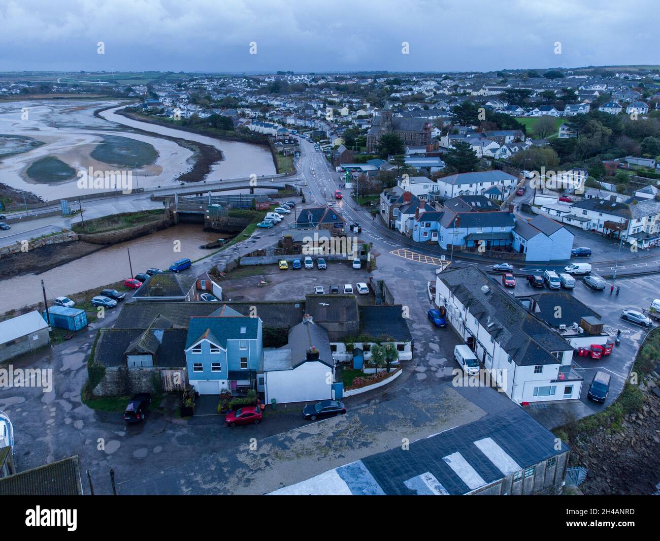 Aerial views of Hayle in Cornwall, Hayle is a port town and civil