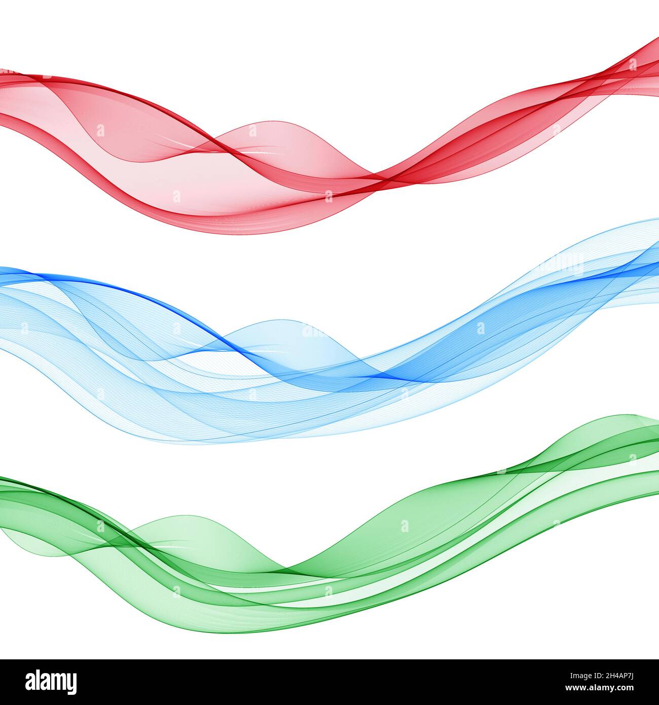 Vector Set of color abstract wave design element. Transparent smoke ...