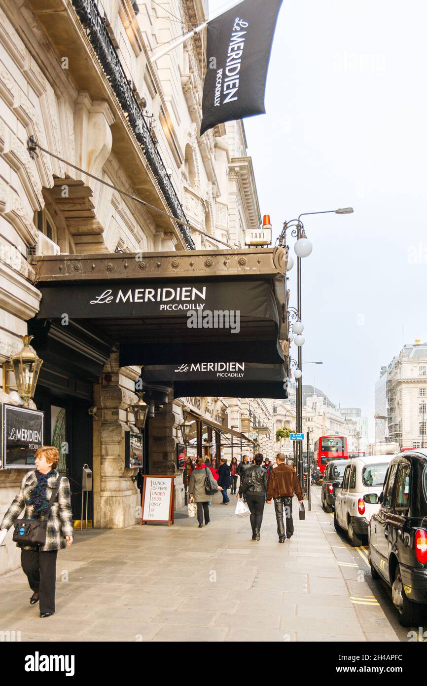 London, United Kingdom; March 15th 2011: Le Meridien Hotel entrance on Piccadilly Street. Stock Photo
