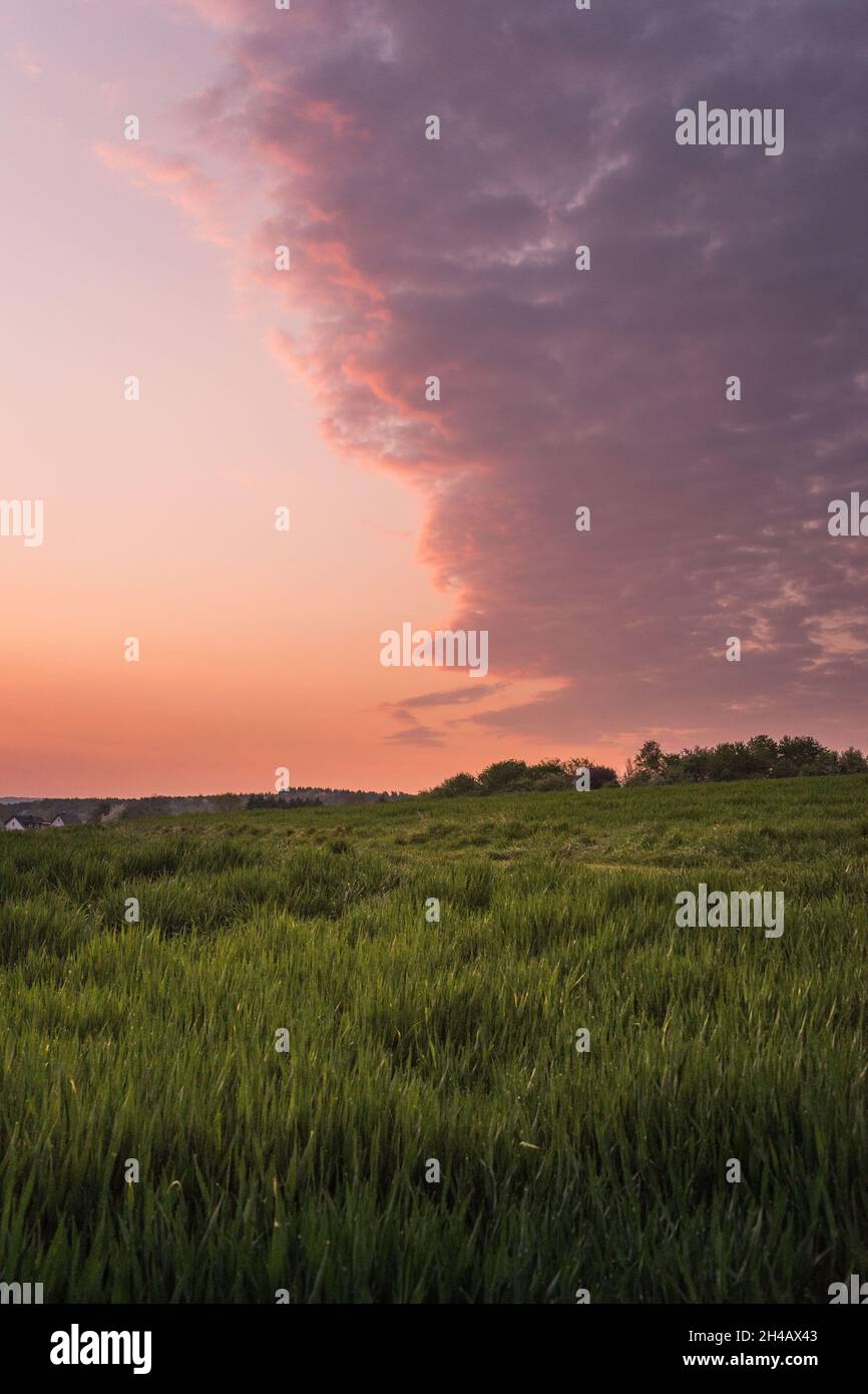 Landscape with colorful Sky Stock Photo