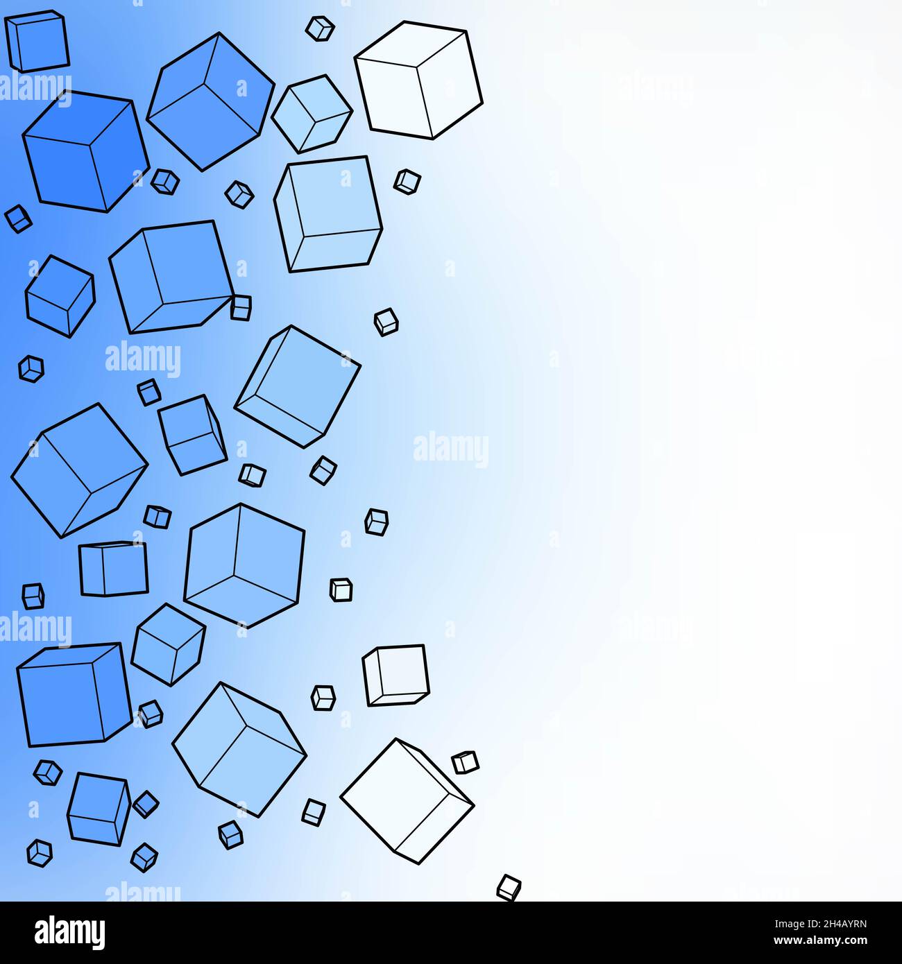 abstract blue geometric background with polygonal cubes, cubic pattern ...