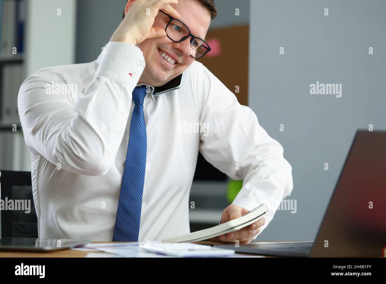 Happy professional employee in Stock Photo Alamy