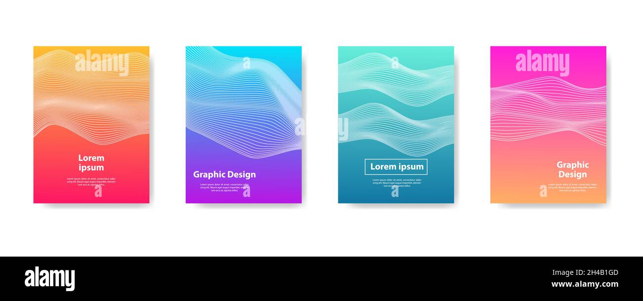Cover set design. full color wave line design. Future geometric patterns with shadows. Eps10 vector Stock Vector