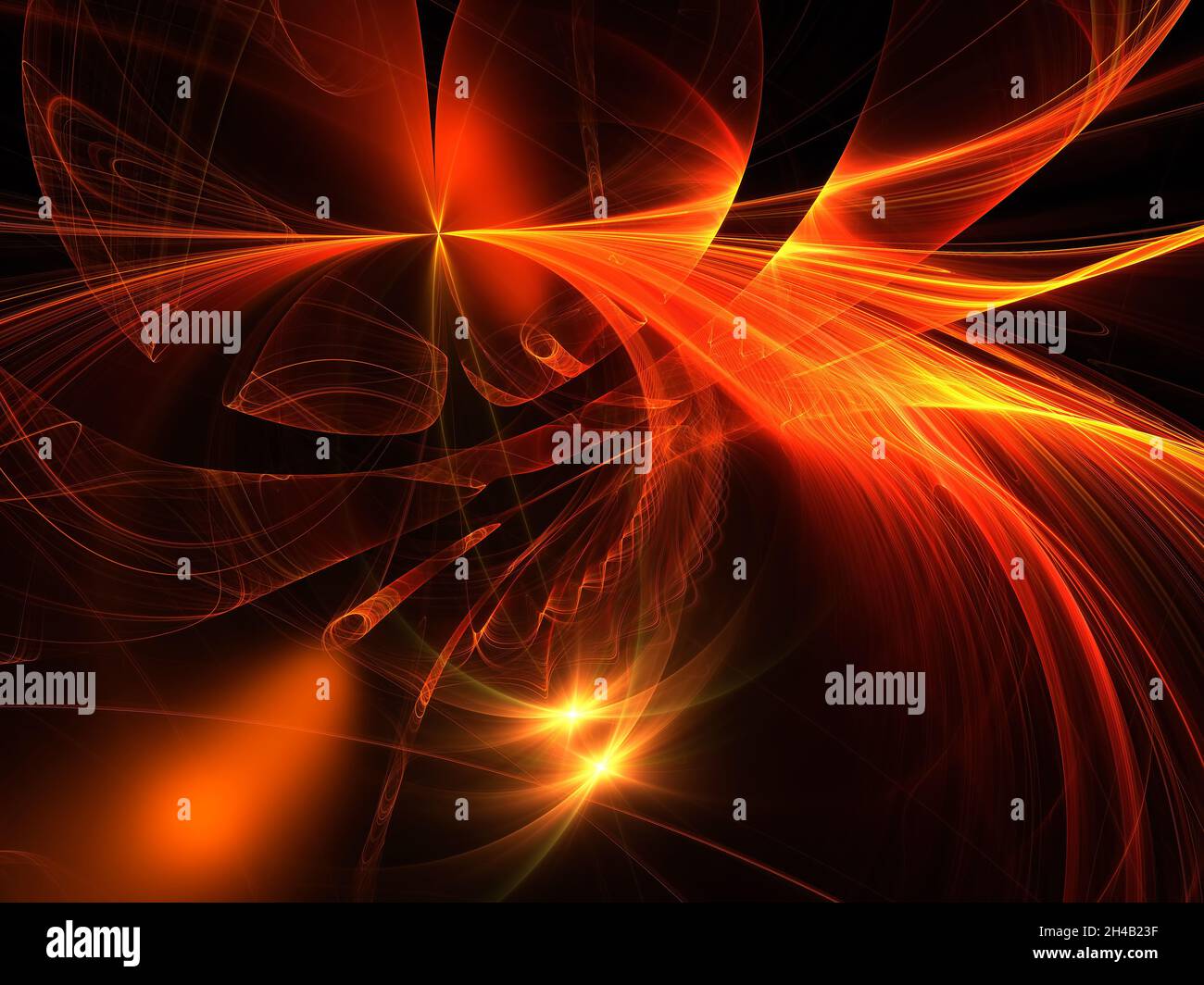 Glowing in dark spots and curves - abstract 3d illustration Stock Photo