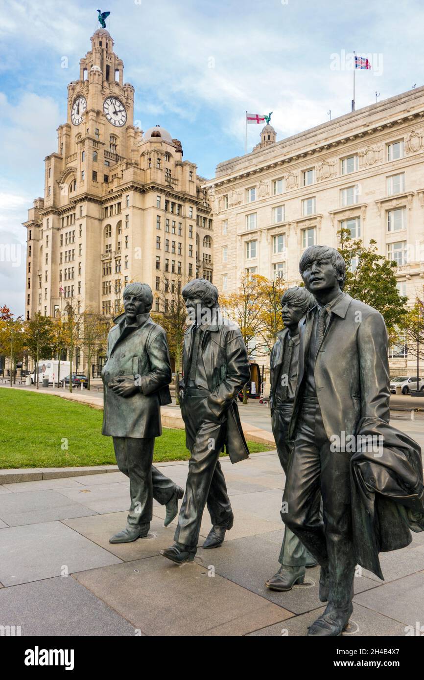 Bronze statues of the four Beatles created by sculptor Andy Edwards in