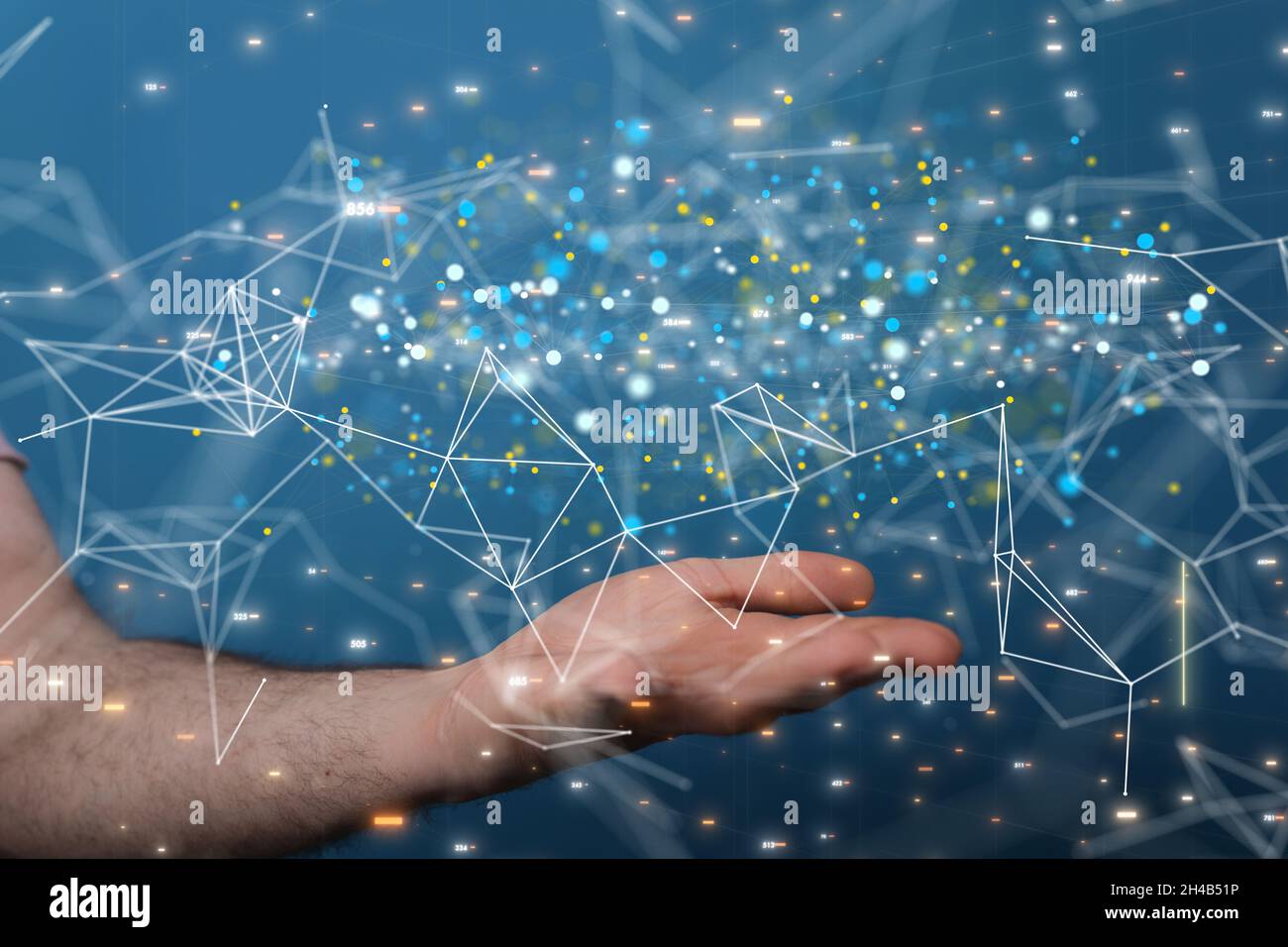 3D rendering floating connecting lines and binary digits on a man #39 s 3D rendering floating connecting lines and binary digits on a man #39 s