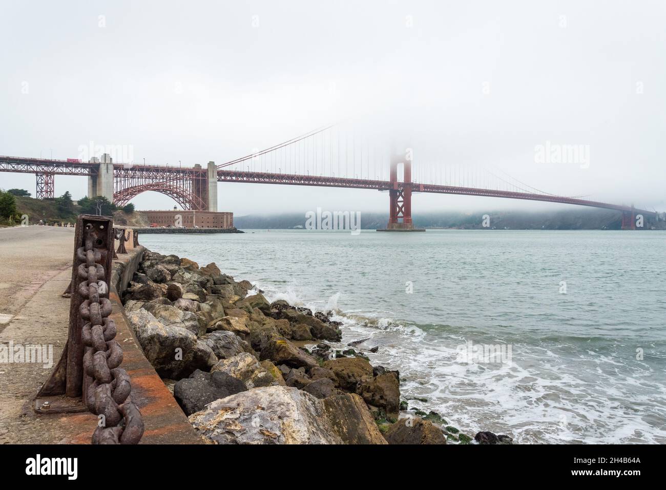 View on Golden Gate Bridge from Golden Gate Beach, San Francisco, USA Stock Photo
