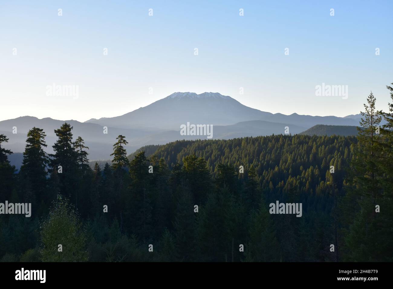 Evening on a clear day, a view of the south side of Mount Saint Helens
