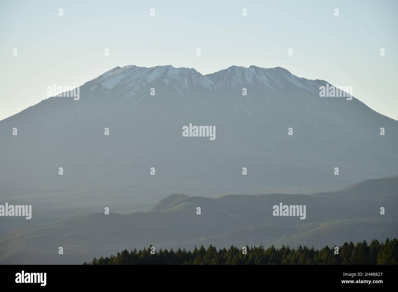 Evening on a clear day, a view of the south side of Mount Saint Helens