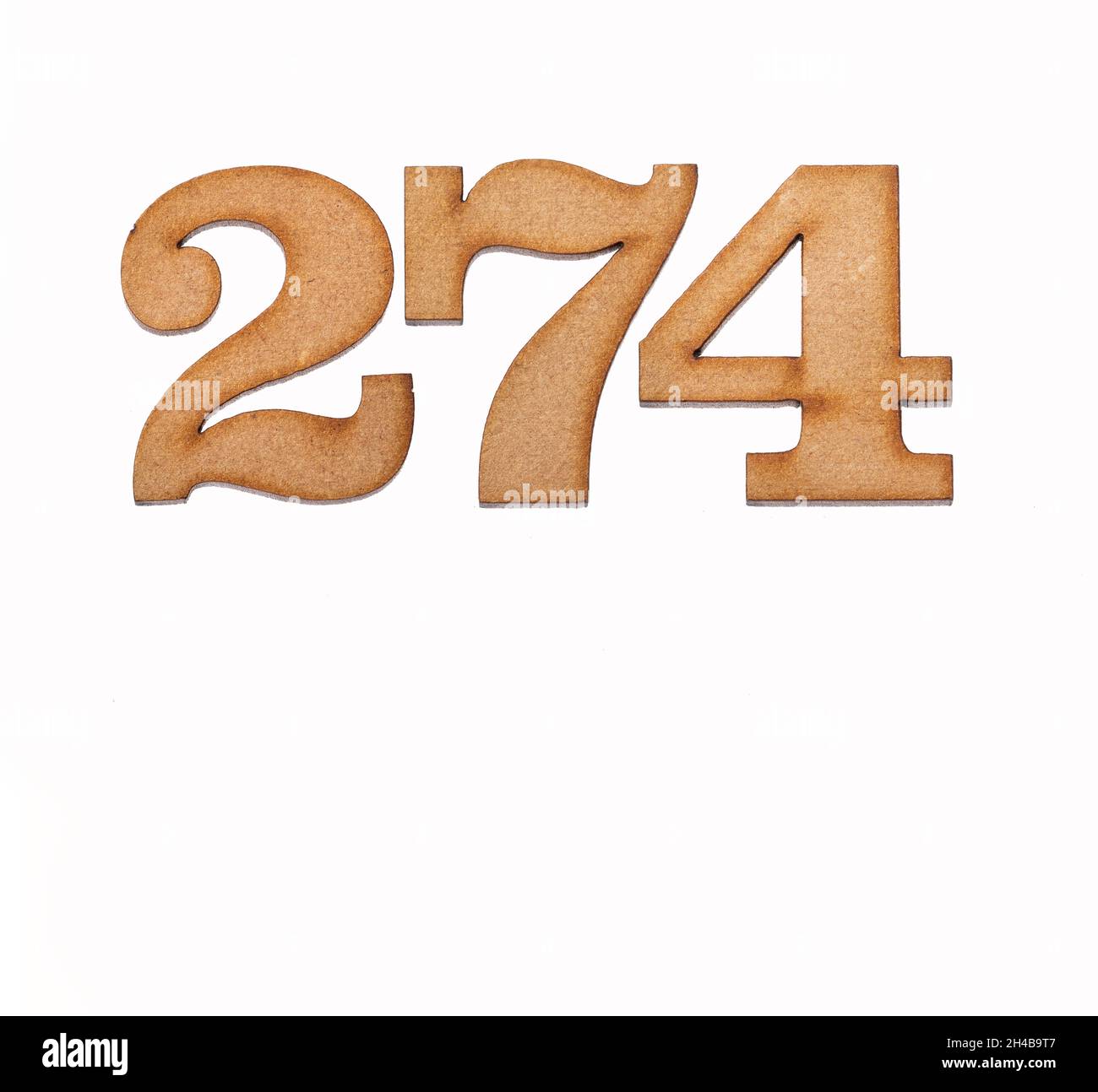 Number 274 in wood, isolated on white background Stock Photo - Alamy