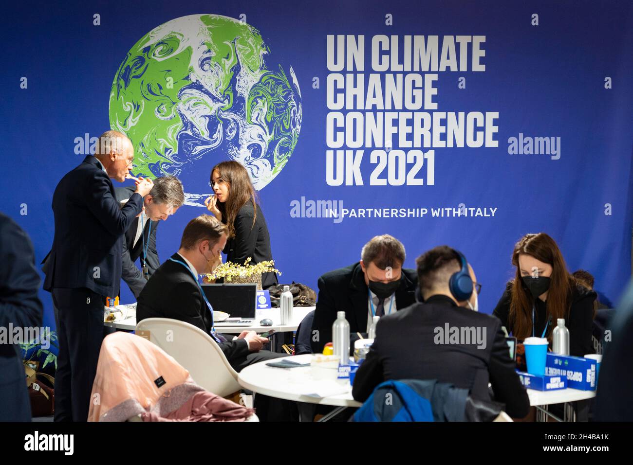 Glasgow, Scotland, UK. 1st November 2021. Images from Monday at the UN climate change conference in Glasgow. Pic; Cafe at the COP26 venue.  Iain Masterton/Alamy Live News. Stock Photo