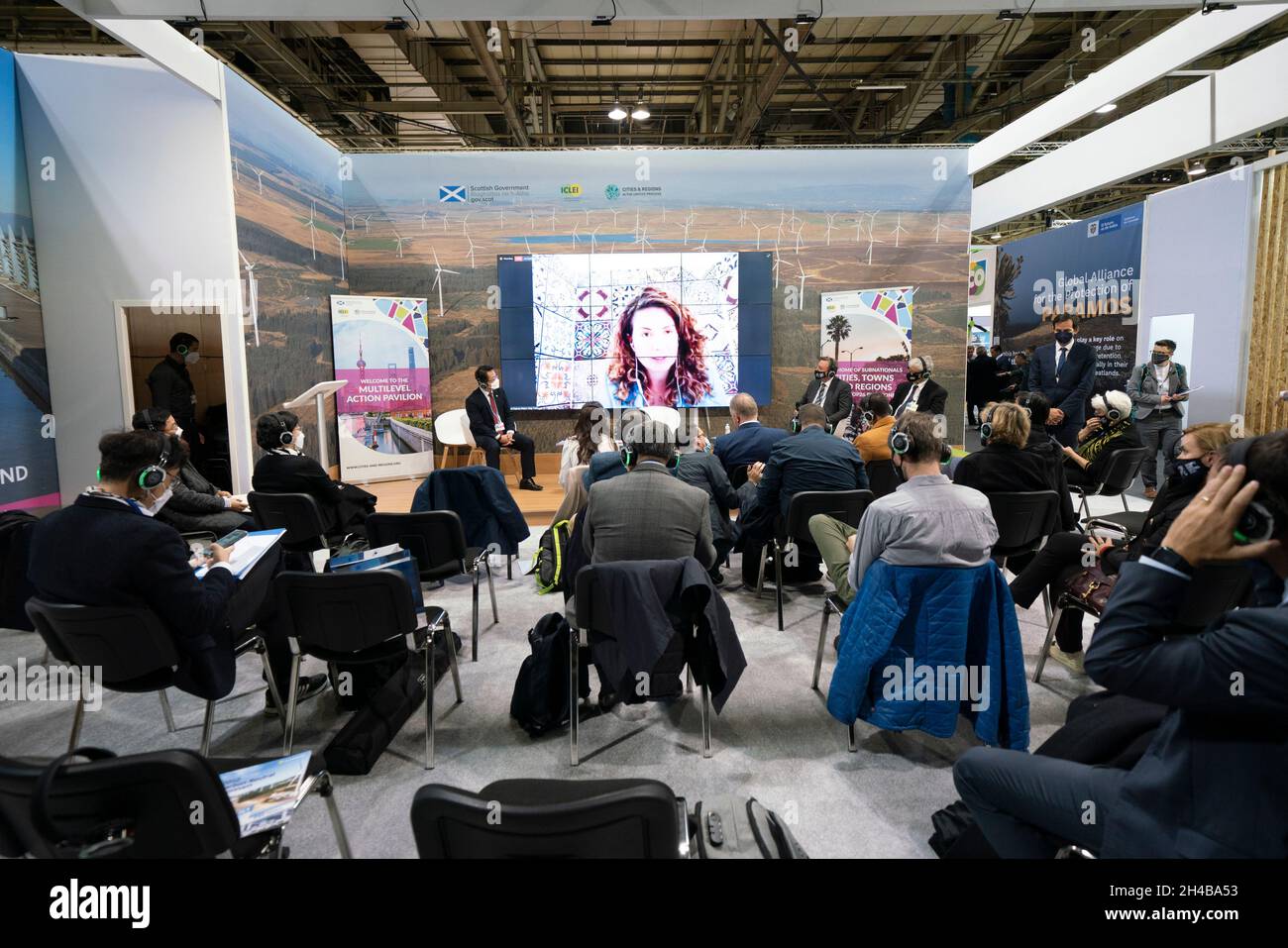 Glasgow, Scotland, UK. 1st November 2021. Images from Monday at the UN climate change conference in Glasgow. Pic; Scottish Government pavilion . Iain Masterton/Alamy Live News. Stock Photo