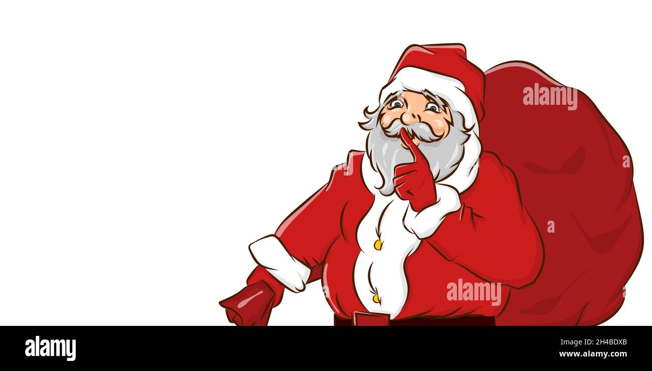 Secret Santa Claus hold big sack with gifts Stock Vector