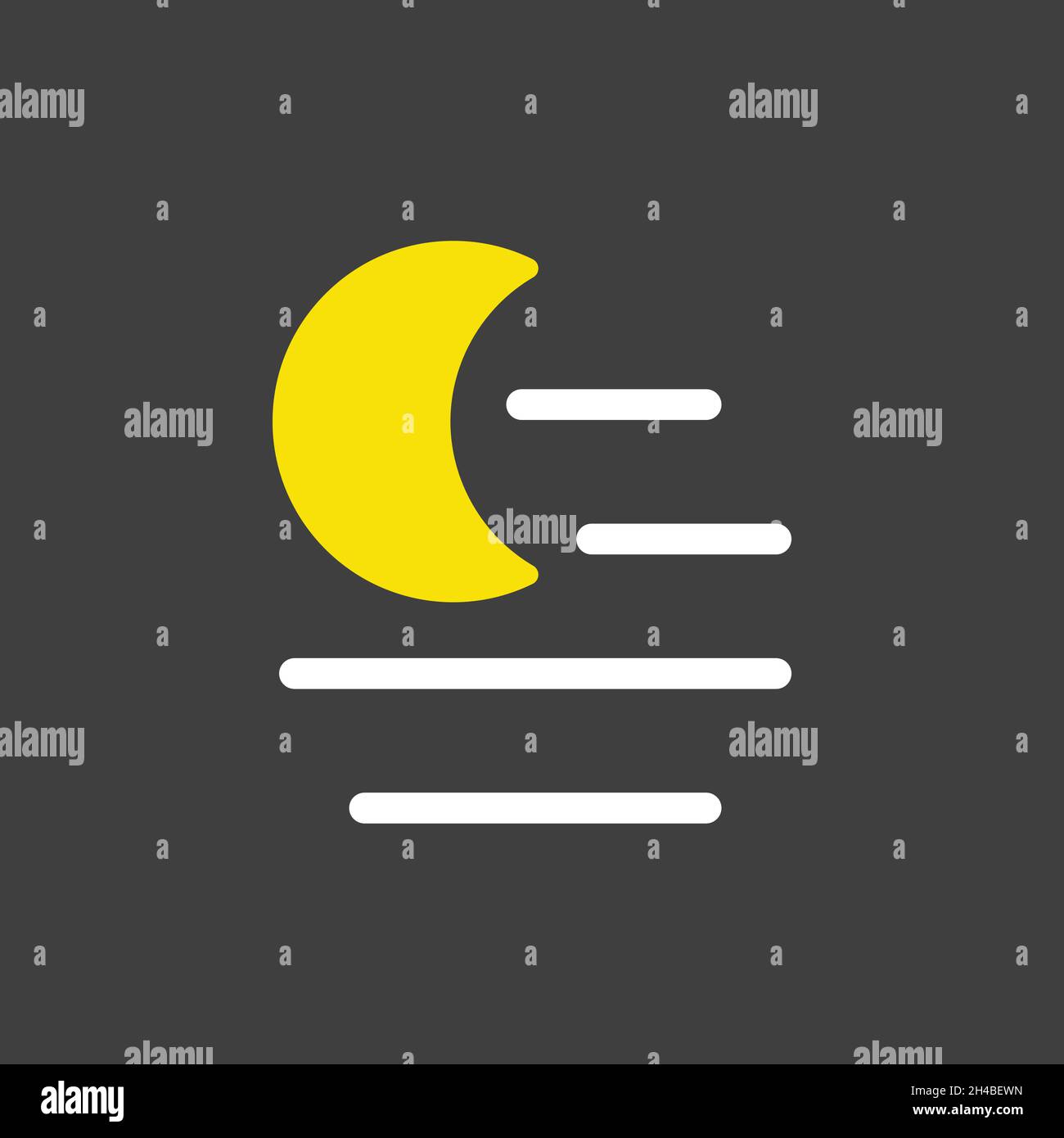 Fog night vector glyph icon on dark background. Meteorology sign. Graph ...