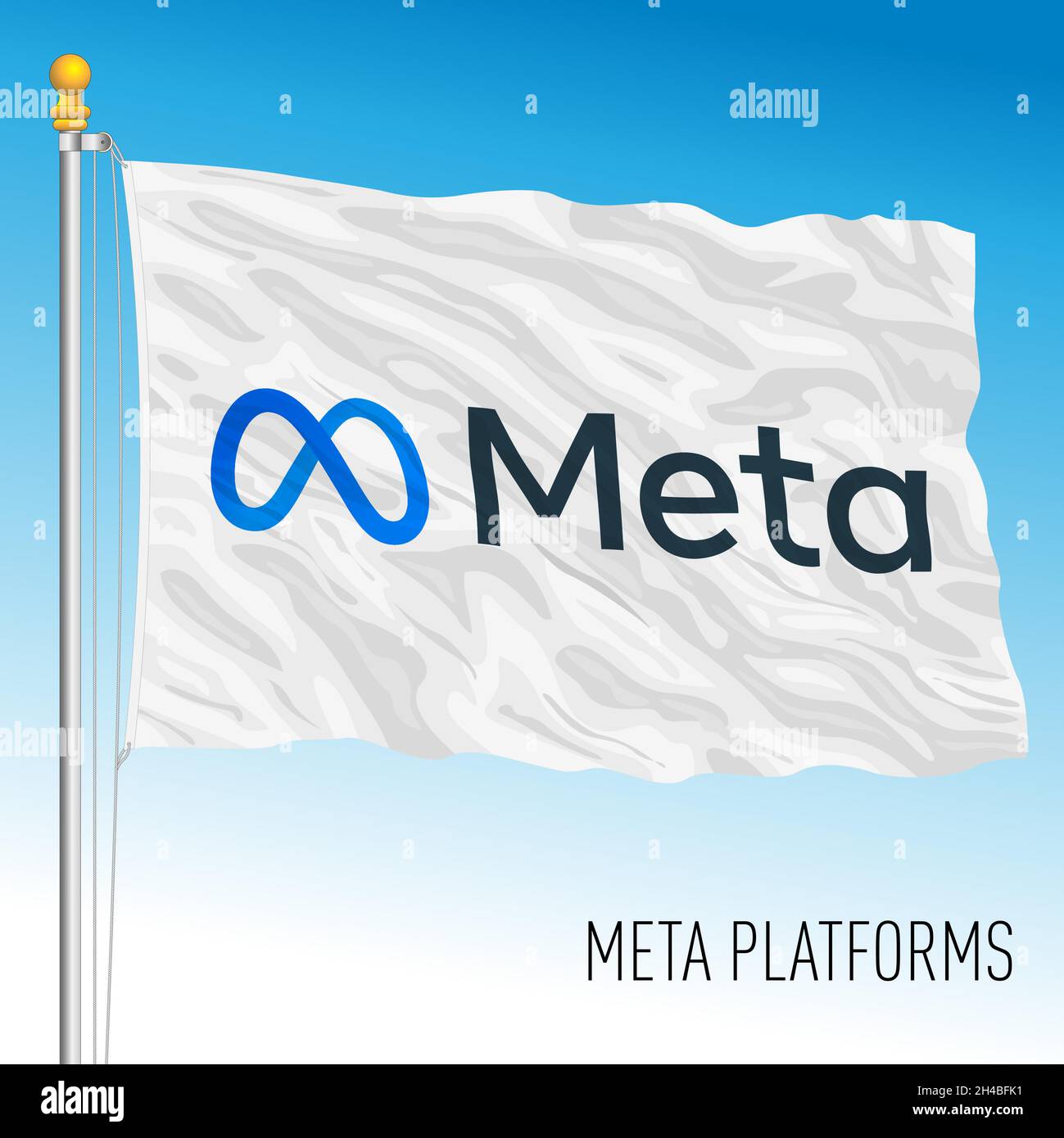 Meta platform flag with logo, vector illustration Stock Vector