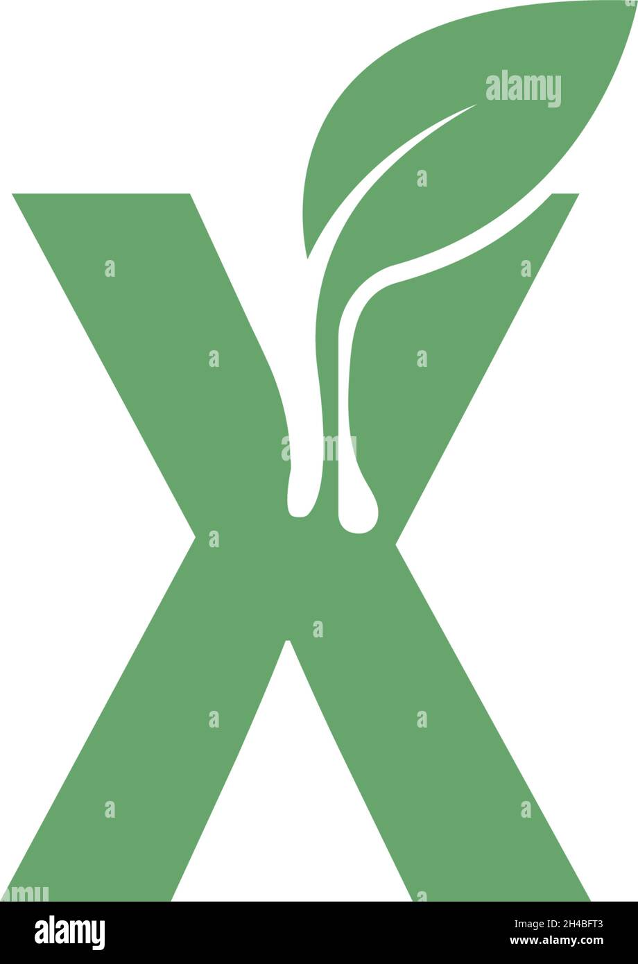 Letter X icon leaf design concept template vector Stock Vector