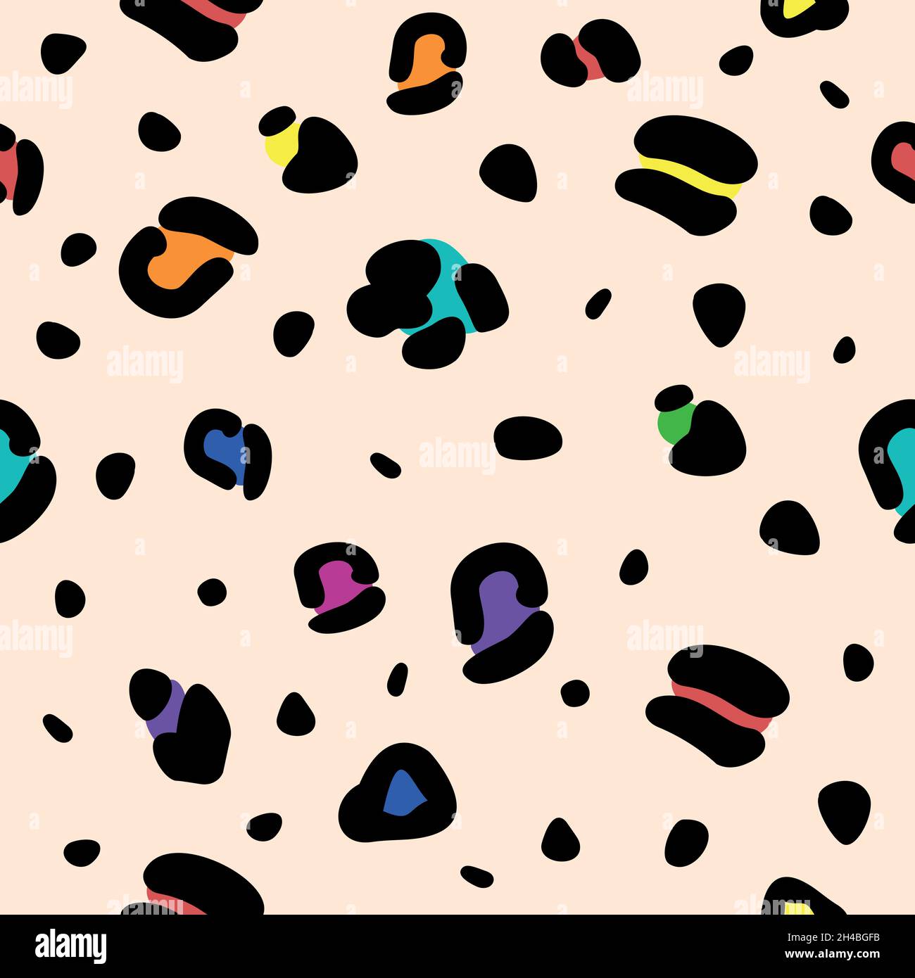 Rainbow leopard seamless pattern. Vector template for fabric textile.  Multicolored animal spotted print on beige backdrop Stock Vector Image &  Art - Alamy