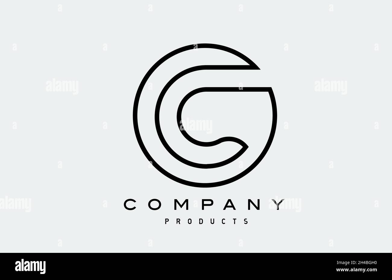 black line C simple alphabet letter logo icon. Creative design template