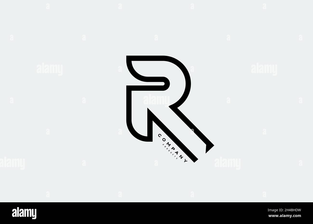 black R alphabet letter logo icon with line. Design for business and ...
