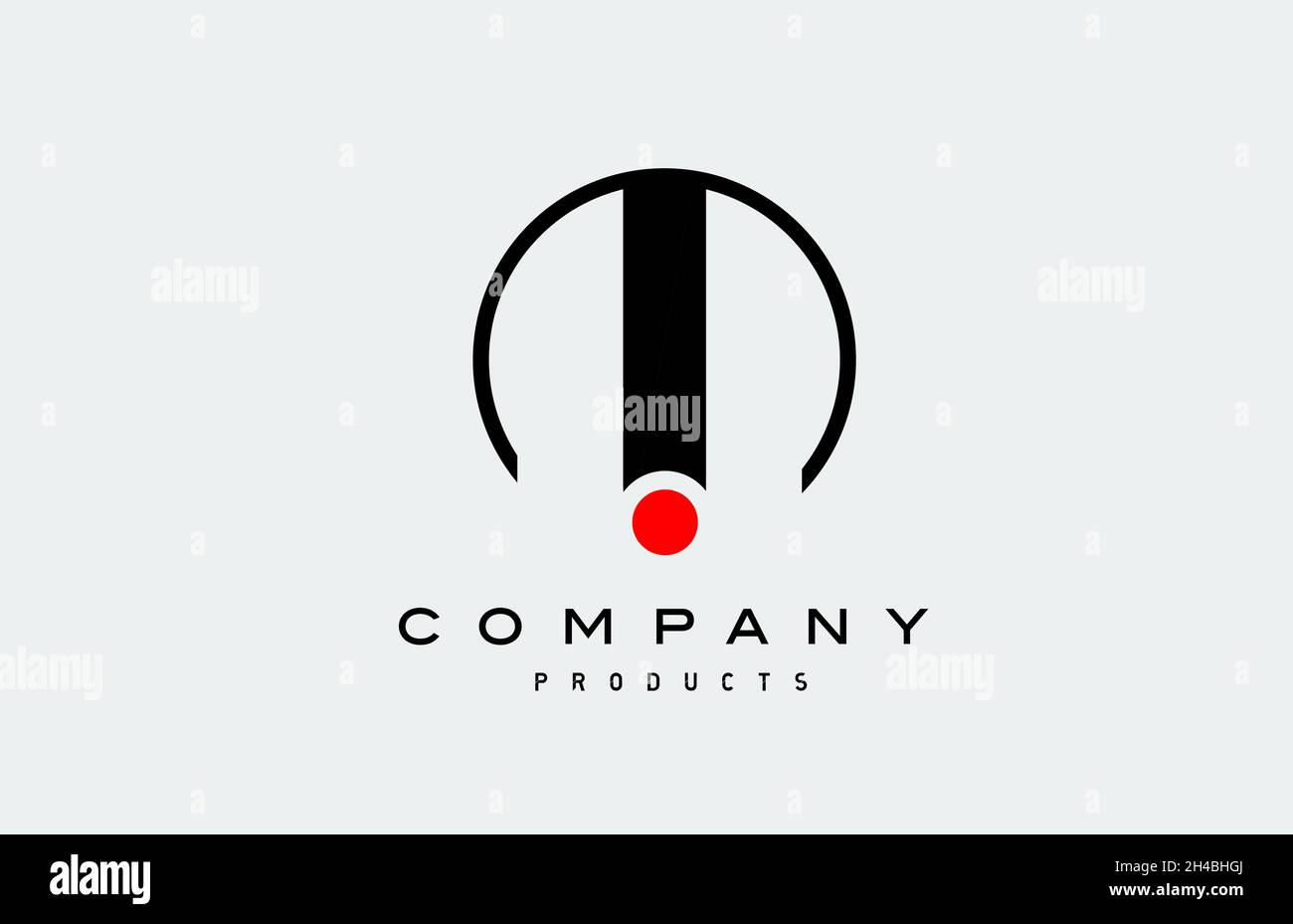 I simple black white alphabet letter logo icon with circle and red dot ...