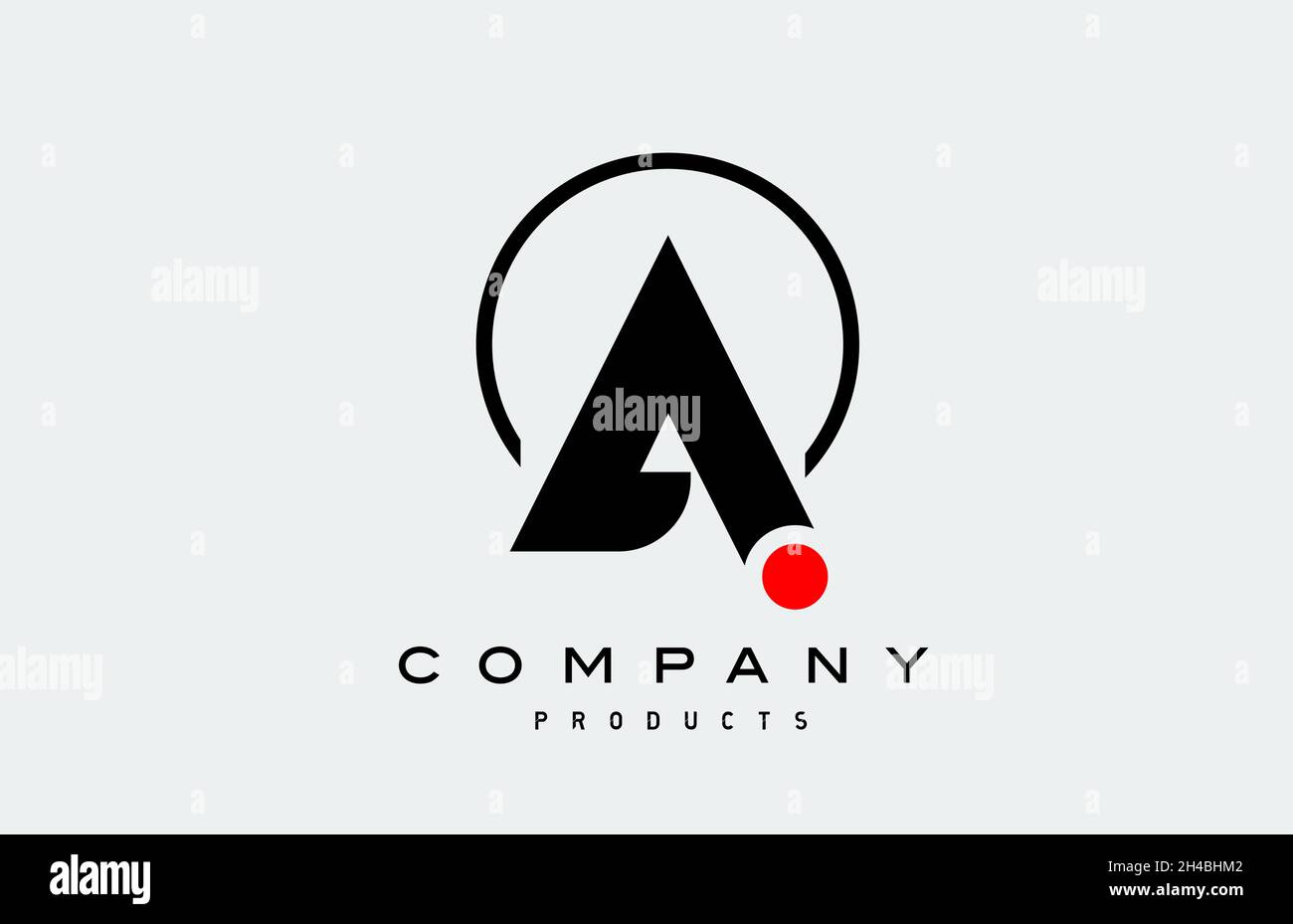 A simple black white alphabet letter logo icon with circle and red dot ...