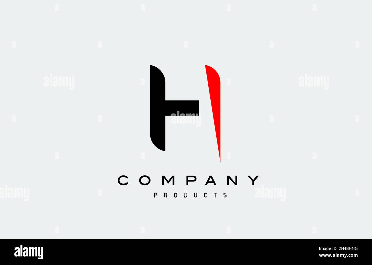 H red alphabet letter logo icon with black colour. Creative design for ...