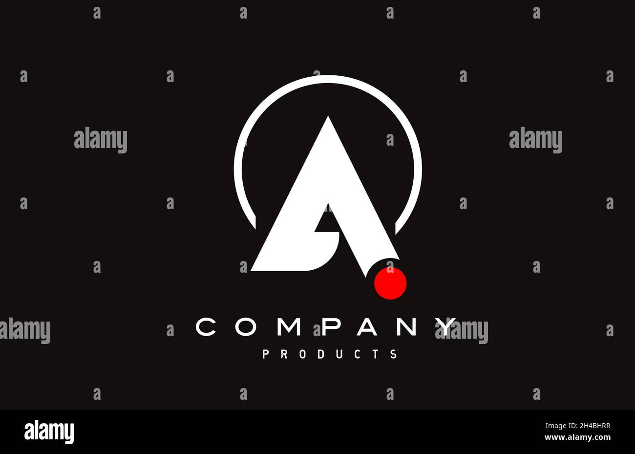 A simple black white alphabet letter logo icon with circle and red dot ...