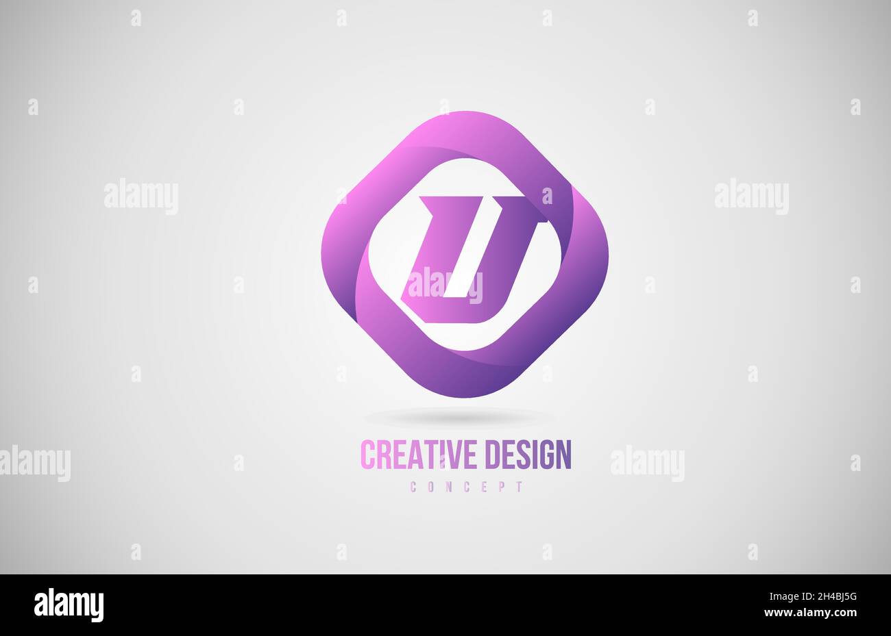 pink U alphabet letter logo icon. Creative design template for company ...