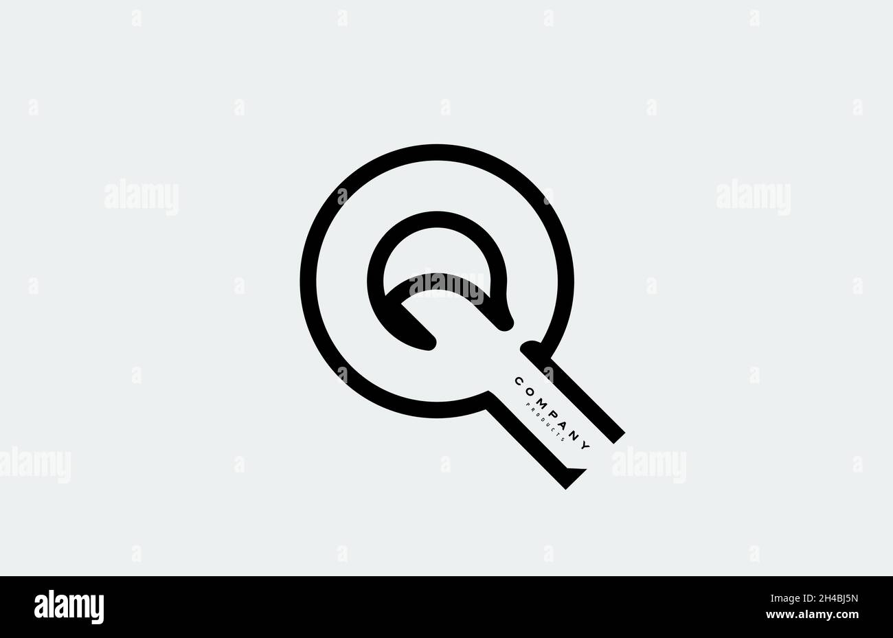 black Q alphabet letter logo icon with line. Design for business and ...